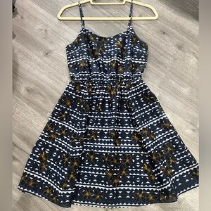 J Crew‎ flower & geometric pattern dress w/ adjustable straps, size 0